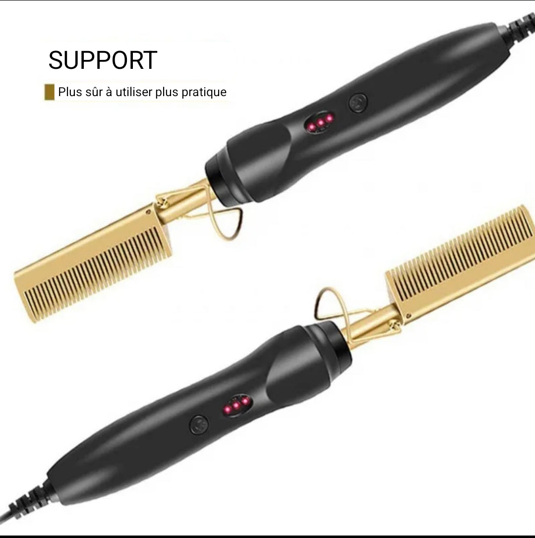 Peigne Lissant Électrique - Cheveux Lisses et Soyeux en Quelques Minutes.